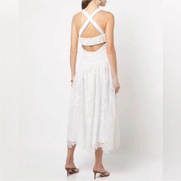 JONATHAN SIMKHAI Gabriela Ivory Lace Midi Dress - Picture 3 of 12